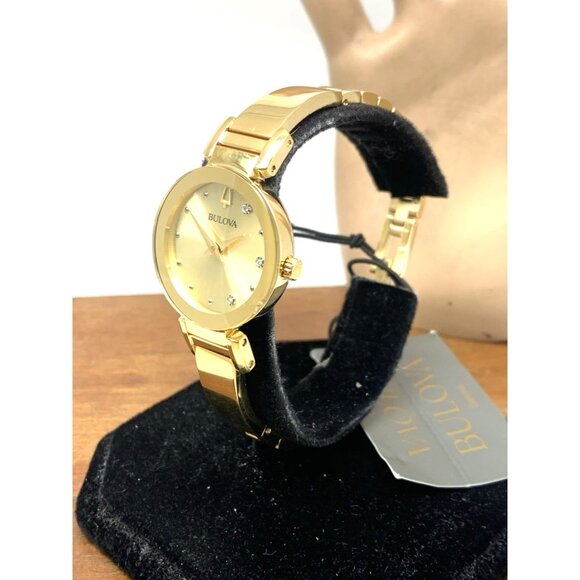 Bulova Women's Watch 97P164 Marc Anthony Quartz Bangle Petite Diamond Gold Dial - Picture 2 of 14